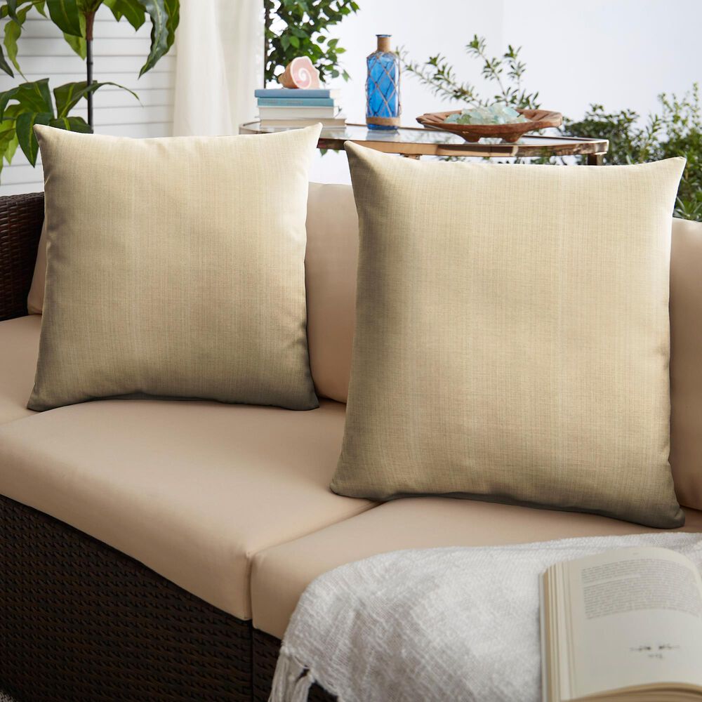 Sorra Home Sunbrella 18" Pillow in Dupione Sand (Set of 2), , large