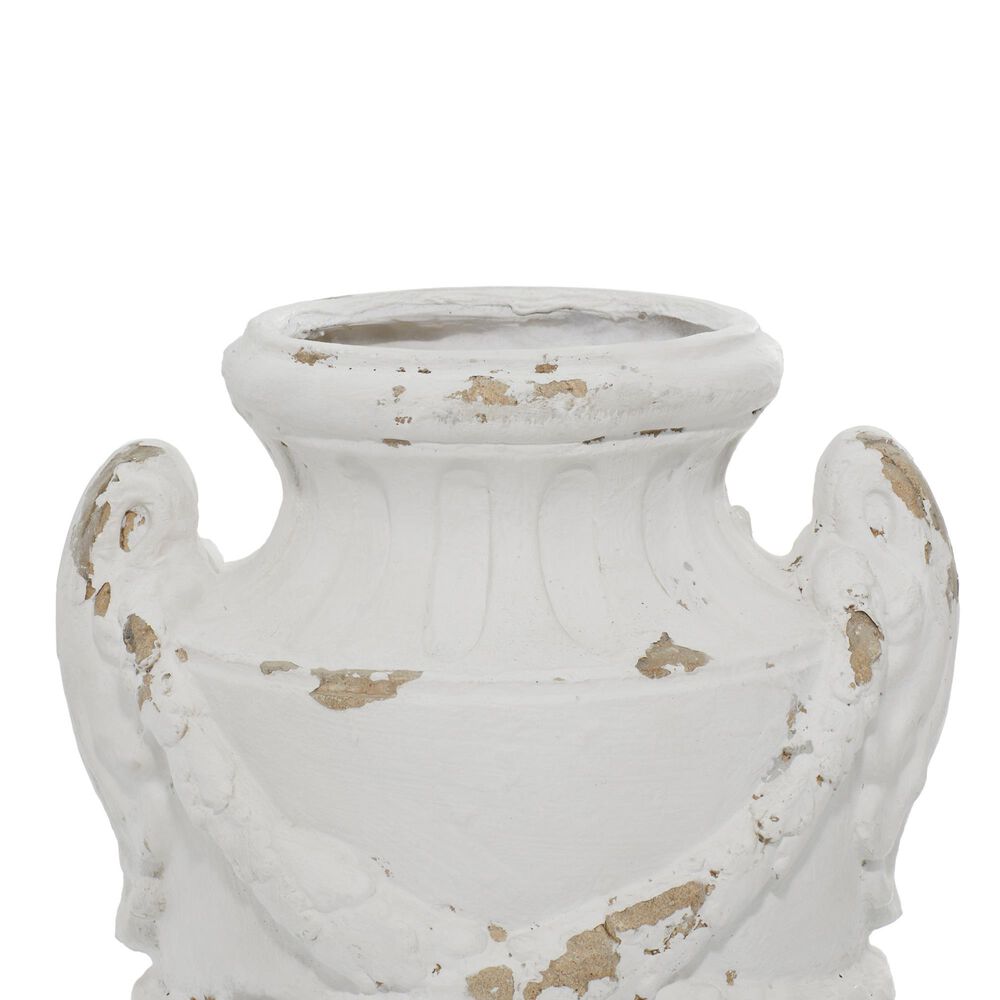 Maple and Jade 18&quot; x 12&quot; Farmhouse Amphora Vase in Distressed Ivory White, , large