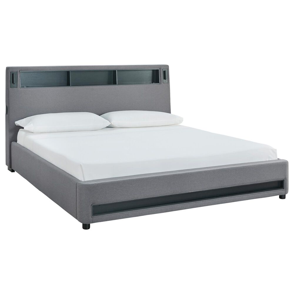 Ashley Verishaw King Platform Upholstered Bed in Gray, , large