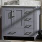 Lexora Home Jacques 36" Left Offset Single Bathroom Vanity in Dark Grey with 2 cm White Carrara Marble Top and Rectangular Sink, , large