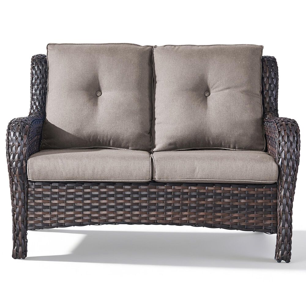 Sunwell Garden Patio Loveseat with Brown Frame in Gray, , large