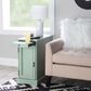 Linon Home Decor Barron Accent Table with USB Charging Station in Aqua, , large