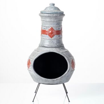 Alfresco Home Maya Large Chiminea with Lid and Stand in Sharkskin Grey, , large