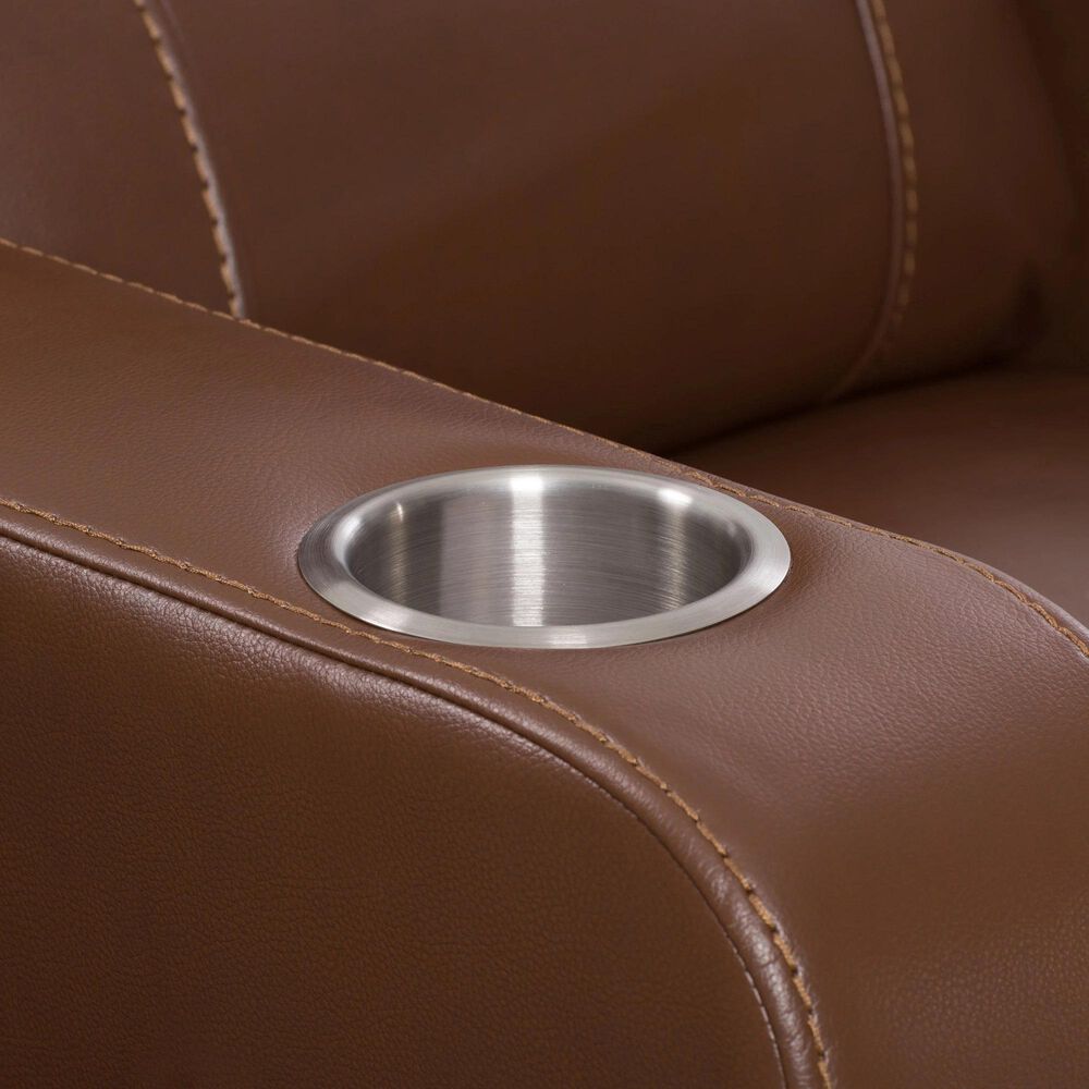 CorLiving Tucson Home Theater Power Recliner with Cup Holders in Brown, , large