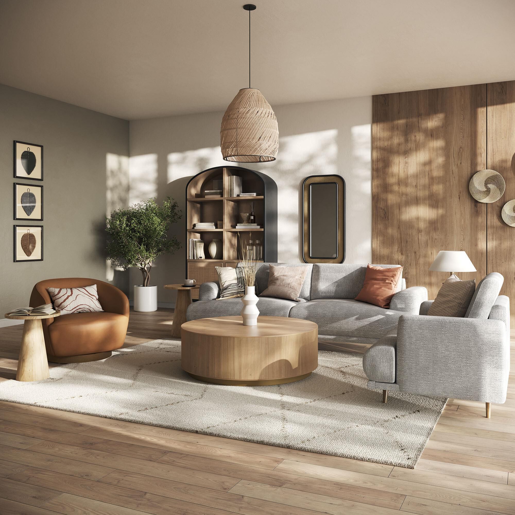 37B Kalla Coffee Table in Natural and Brushed Gold