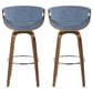LumiSource Curvini 30" Swivel Barstool with Blue Upholstery in Walnut and Chrome (Set of 2), , large