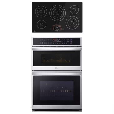 LG 2-Piece Kitchen Package with 6.4 Cu. Ft. Wall Oven and 36" Electric Cooktop in Print Proof Stainless Steel and Black, , large