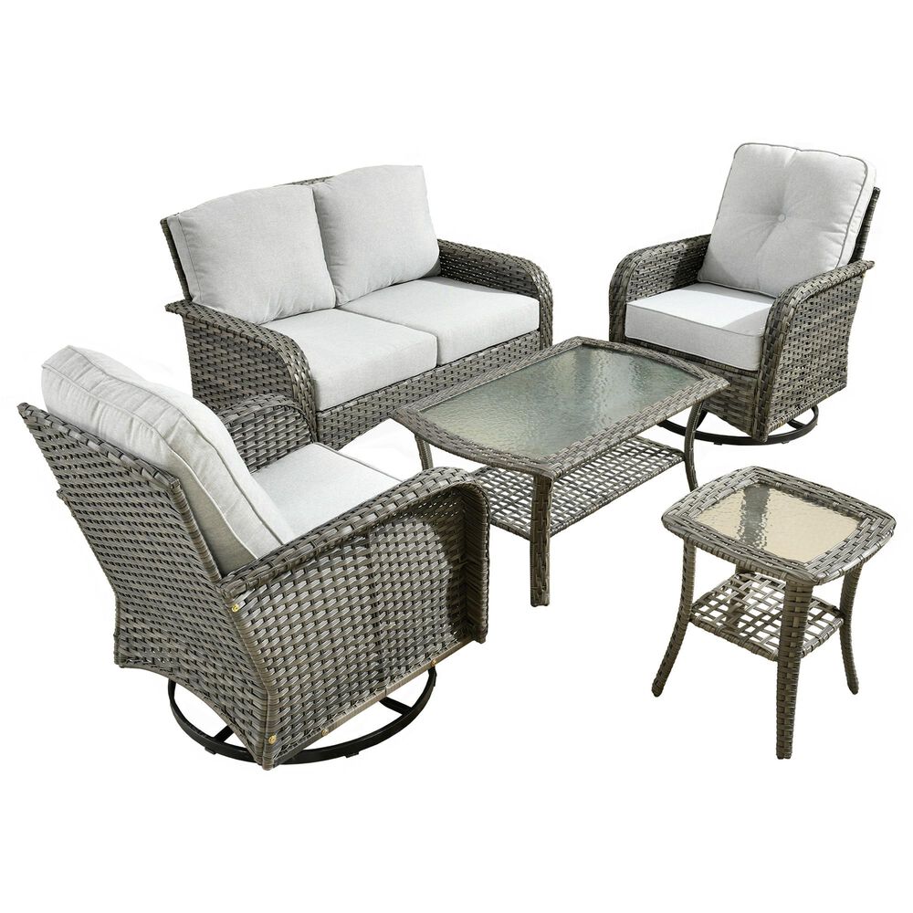 HOMLUX 6-Piece Patio Conversation Set in Gray, , large