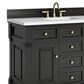 James Martin Vanities Brookfield 48" Single Bathroom Vanity in Black Onyx with 3 cm White Zeus Quartz Top and Rectangular Sink, , large