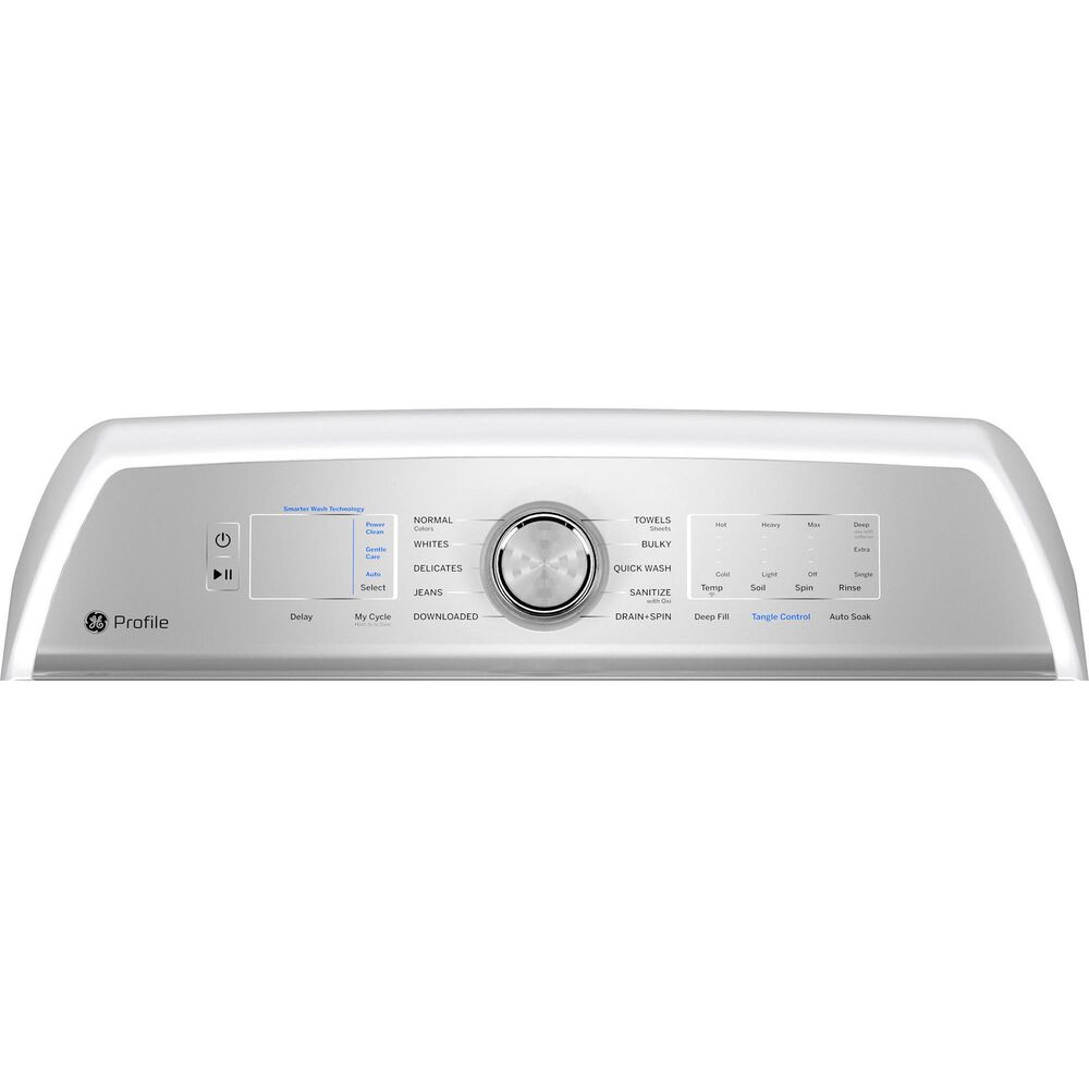 GE Profile 5 Cu. Ft. Top Load Impeller Washer and 7.4 Cu. Ft. Electric Dryer Laundry Pair in White, , large