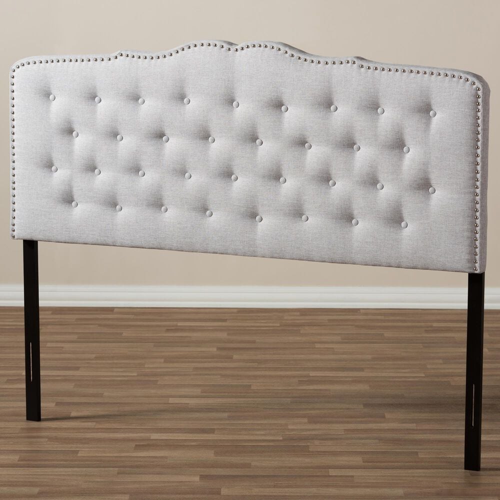 Baxton Studio Lucy King Panel Headboard in Greyish Beige, , large