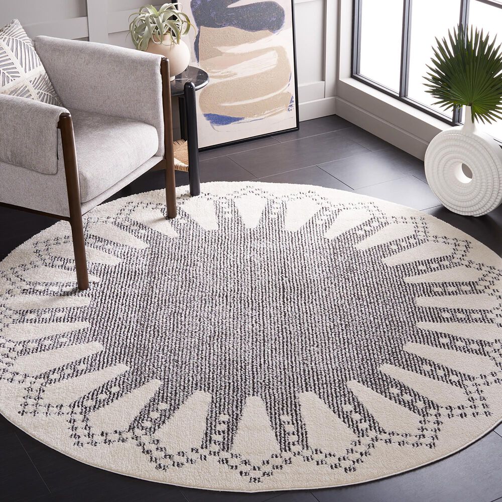 Safavieh Melody MEL106A 6&#39;7&quot; Round Ivory and Black Area Rug, , large