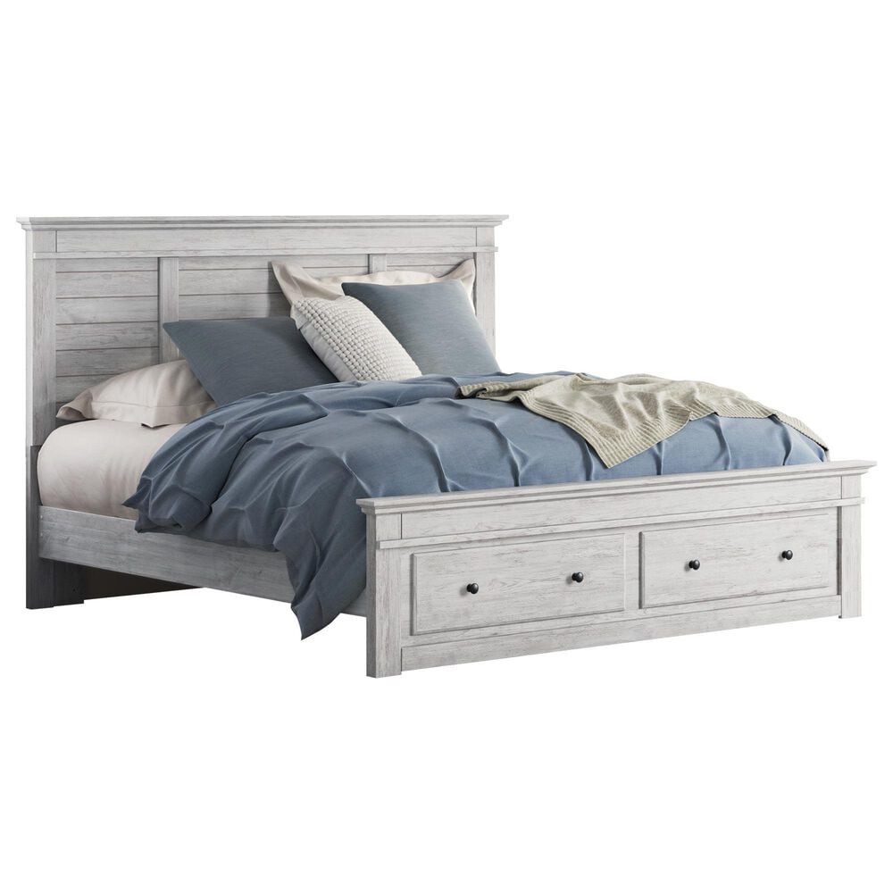 Ashley Makidern 2 Piece King Storage Bedroom Set with Two Drawers in Whitewash, , large