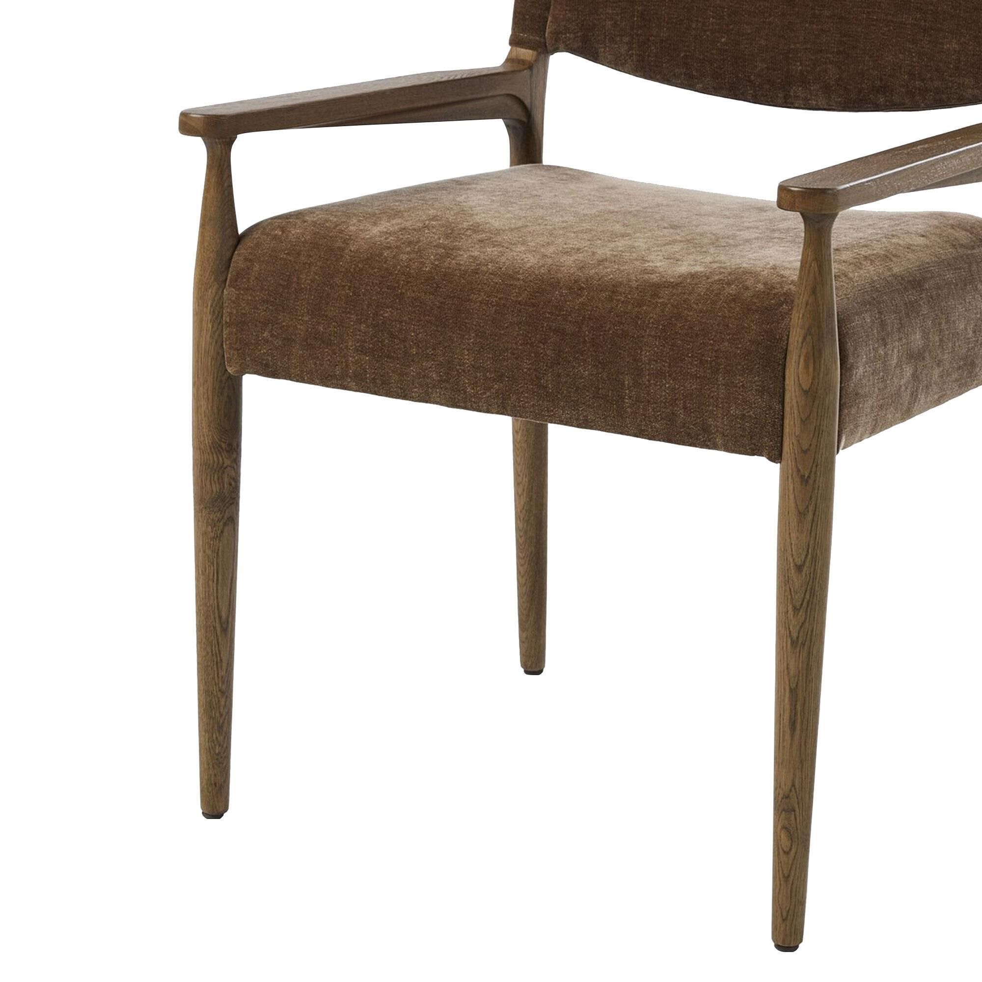 Four Hands Jayla Dining Arm Chair with Altair Mushroom Fabric in