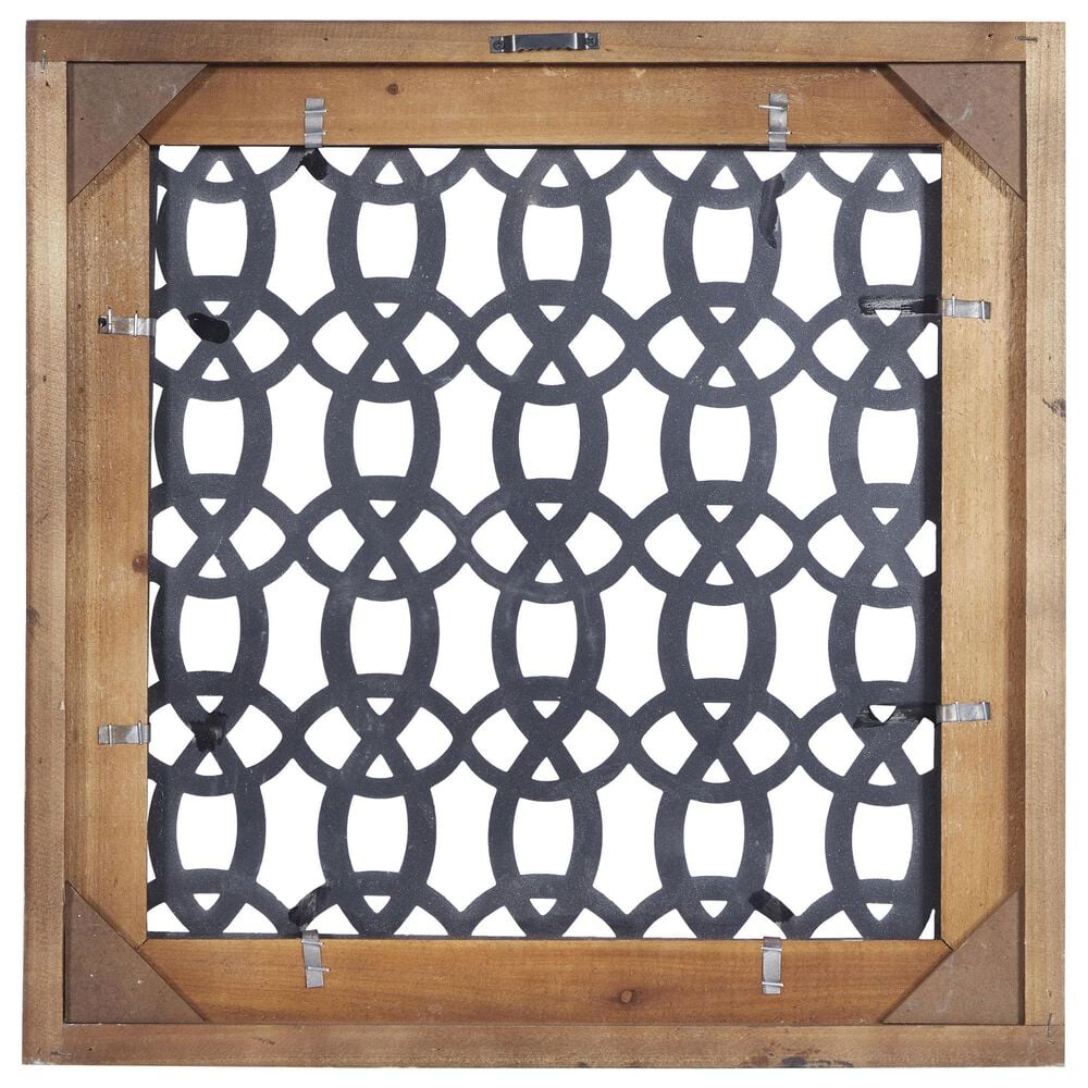 Maple and Jade 19&quot; x 19&quot; Square Home Wall Decor with Trellis Cutouts in Brown and Silver &#40;Set of 4&#41;, , large