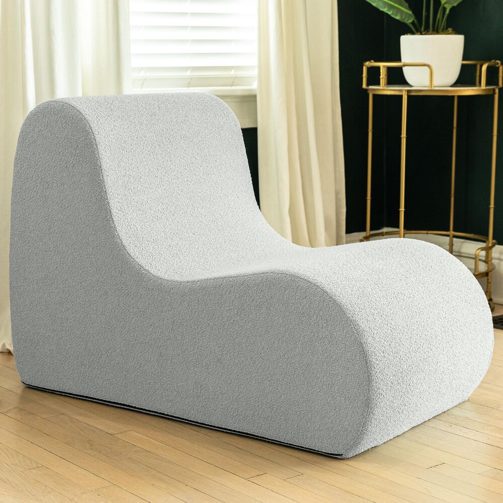Jaxx Uptown Modern Armless Accent Chair in Boucle Silver, , large
