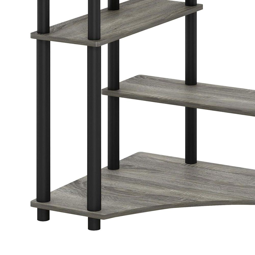 HOMLUX Multipurpose Corner Desk with Storage Shelves in French Oak Grey and Black, , large