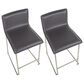 Lumisource Mara Counter Stool with Grey Cushion in Stainless Steel (Set of 2), , large