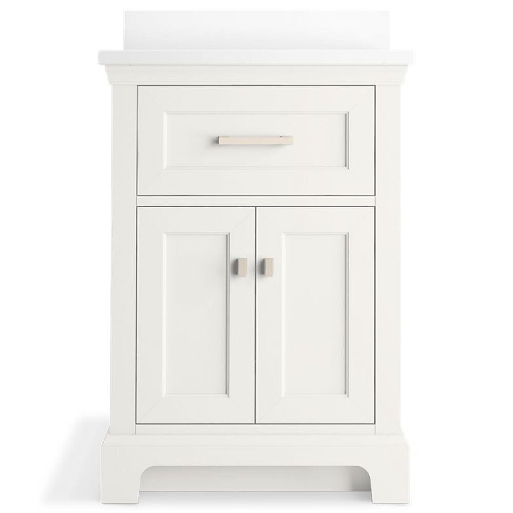 Kohler Charlemont 24&quot; Single Bathroom Vanity in White with 3 cm White Quartz Top and Rectangular Sink, , large