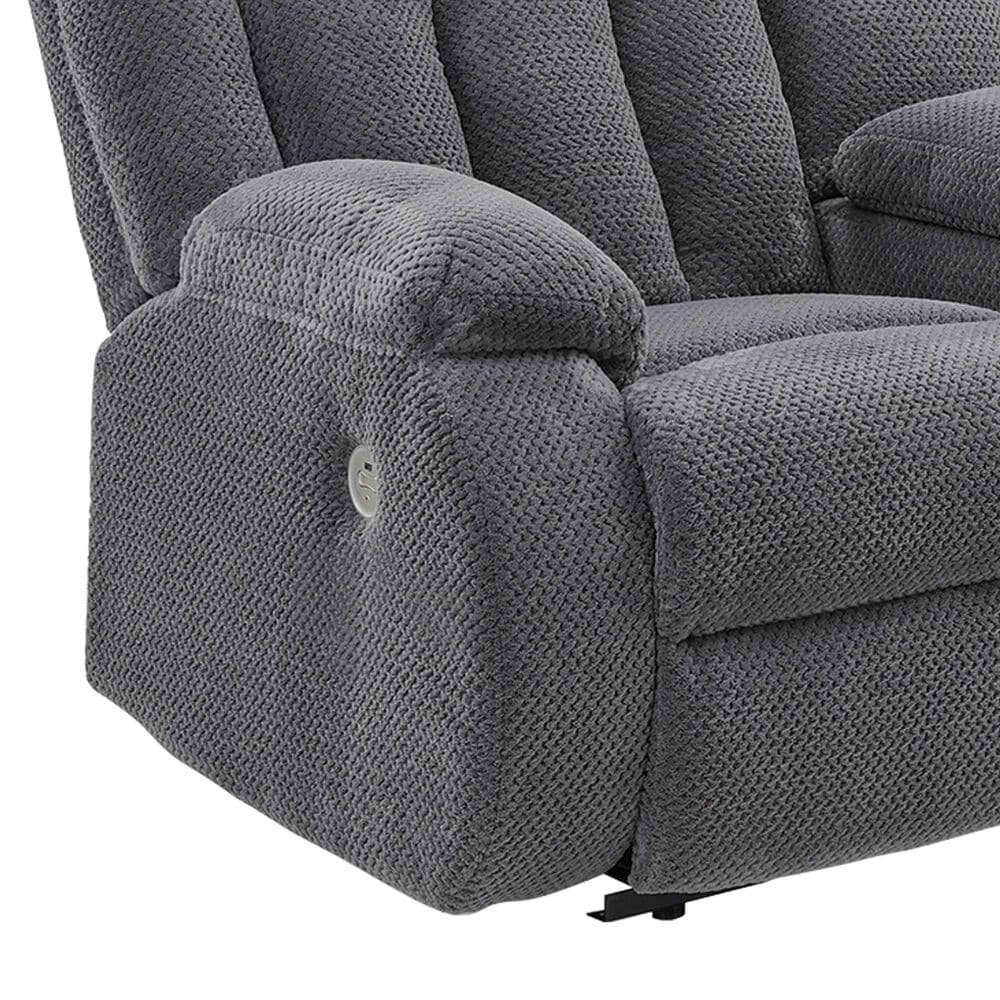 Ashley Observation Power Reclining Loveseat with Console in Steel Velvet, , large