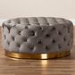 Baxton Studio Sasha Round Cocktail Ottoman in Grey, , large