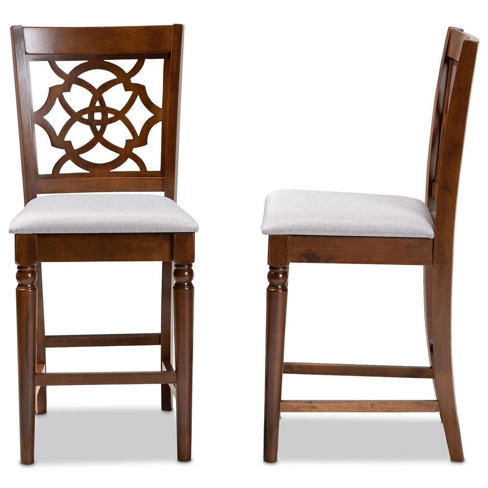 Baxton Studio Oscar Counter Pub Chair in Walnut Brown (Set of 2), , large
