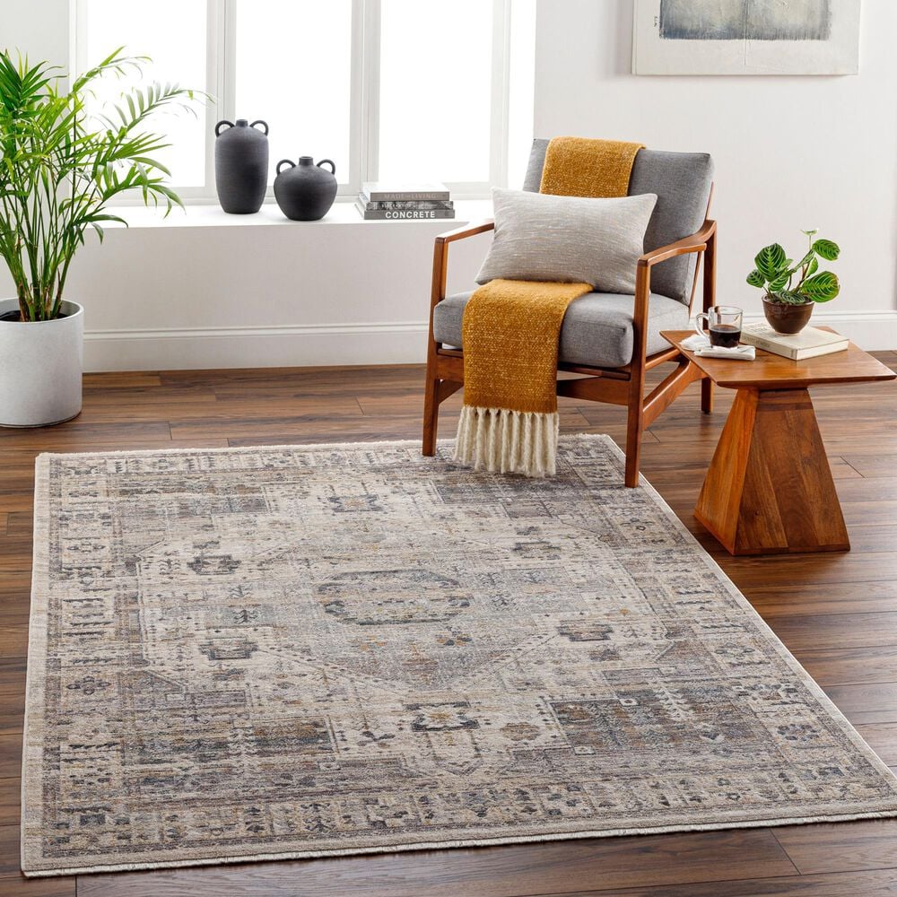 Surya Aida AAD-2307 8&#39;10&quot; x 13&#39; Beige, Medium Gray, Tan, Ivory, Deep Teal and Charcoal Area Rug, , large