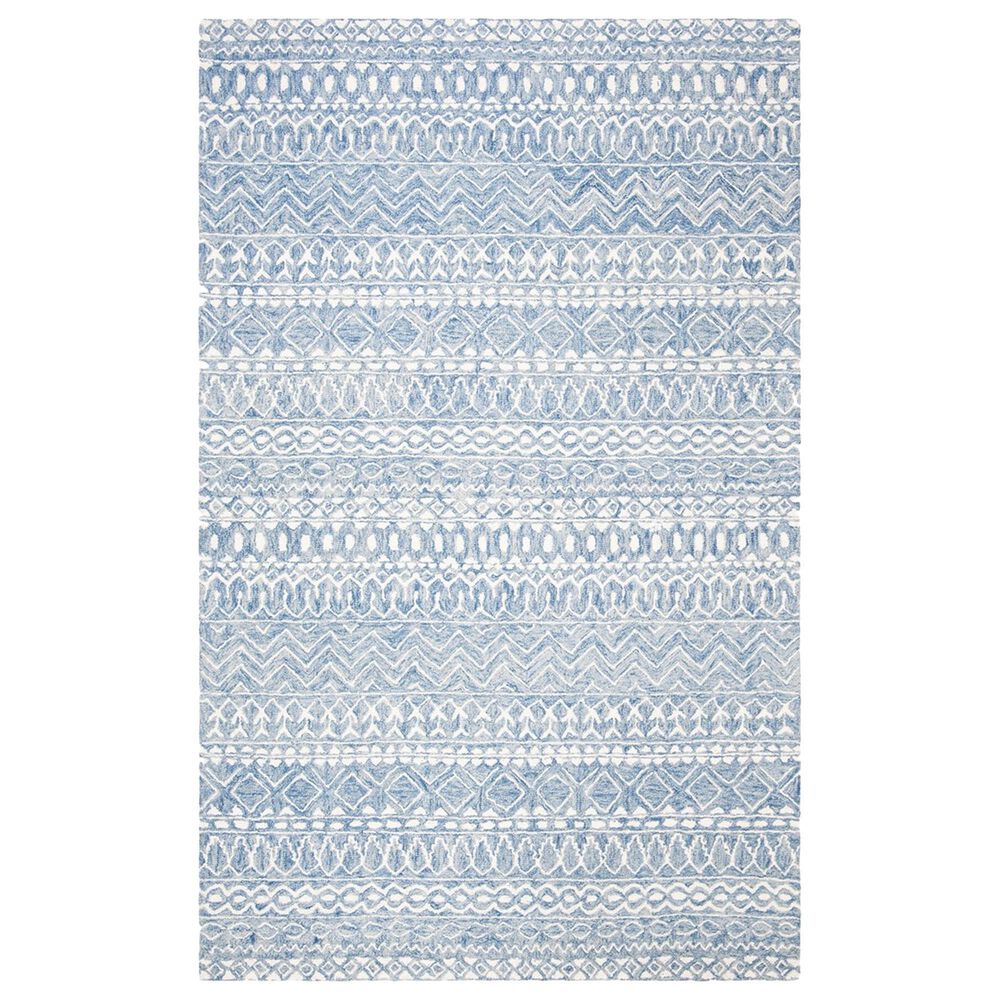 Safavieh Micro-Loop MLP502M 5" x 8" Blue and Ivory Area Rug, , large