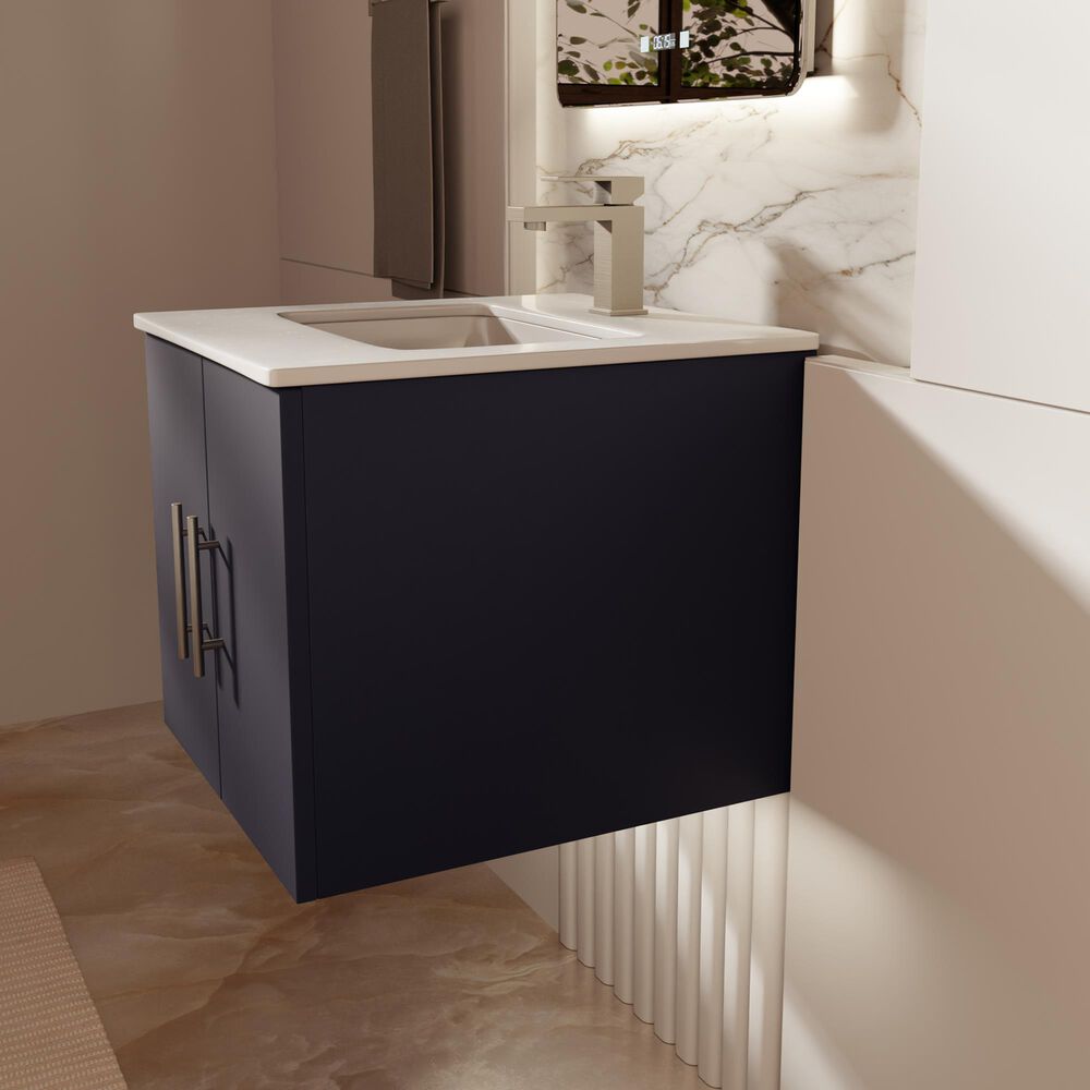 Lexora Home Geneva 24" Single Bathroom Vanity in Navy Blue with 2 cm White Quartz Top and Rectangular Sink, , large