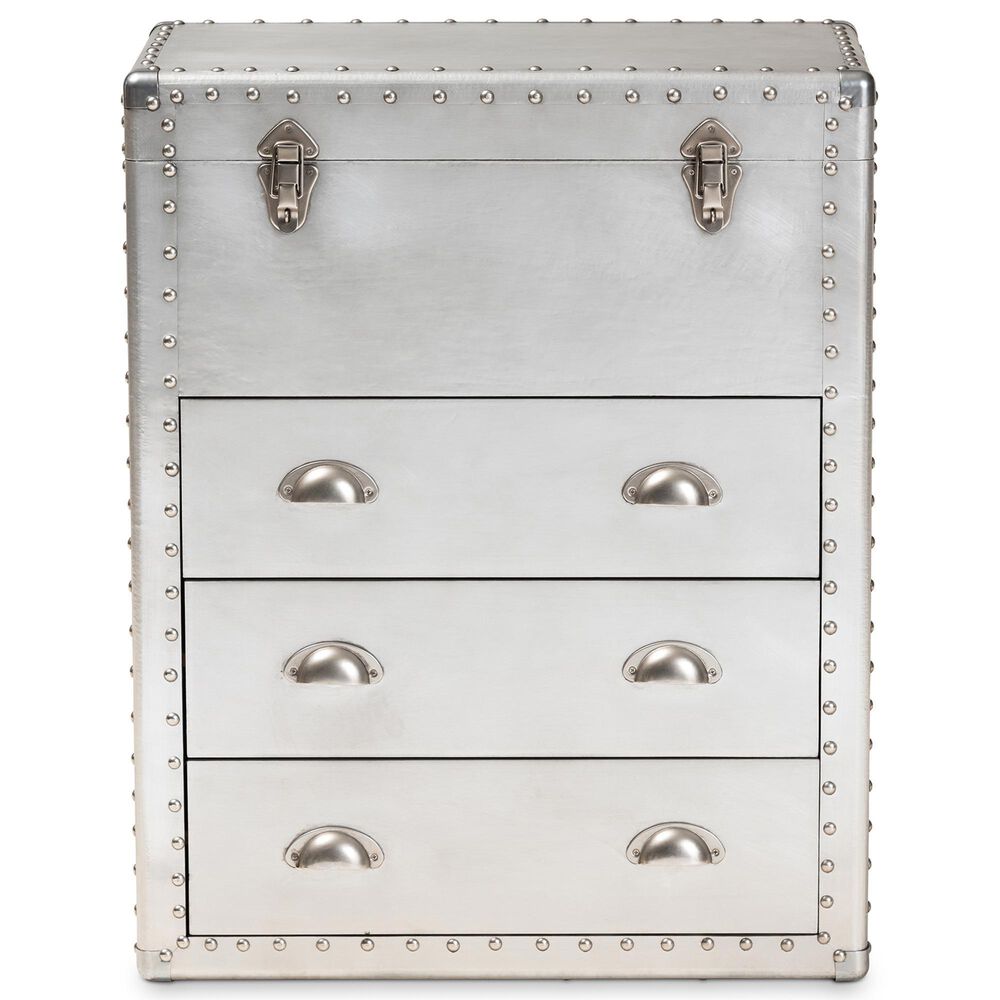 Baxton Studio Serge 3-Drawer Accent Storage Cabinet in Silver, , large