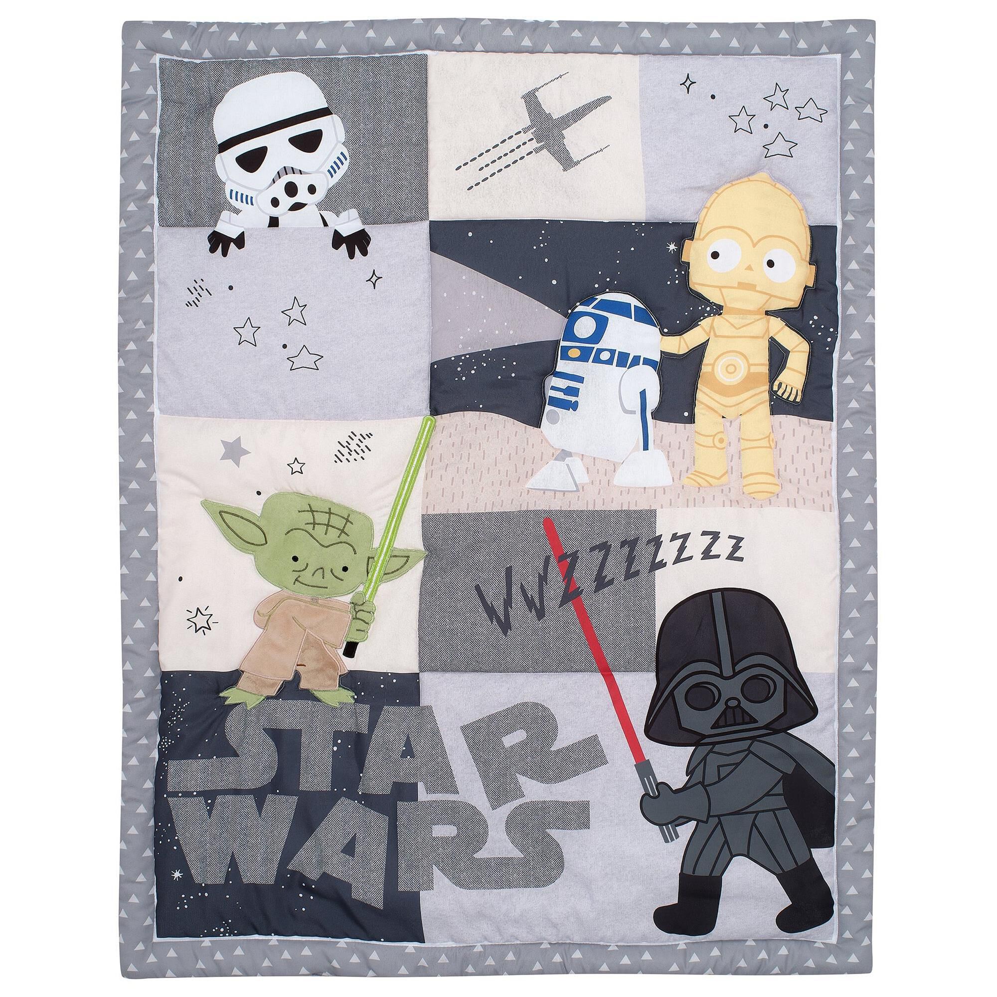 Lambs and Ivy Star Wars Classic 3 Piece Crib Bedding Set in Gray