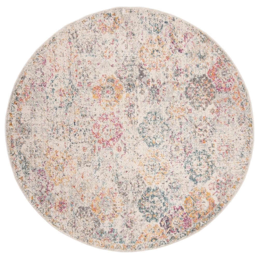 Safavieh Madison MAD611F 11" Round Grey and Gold Area Rug, , large