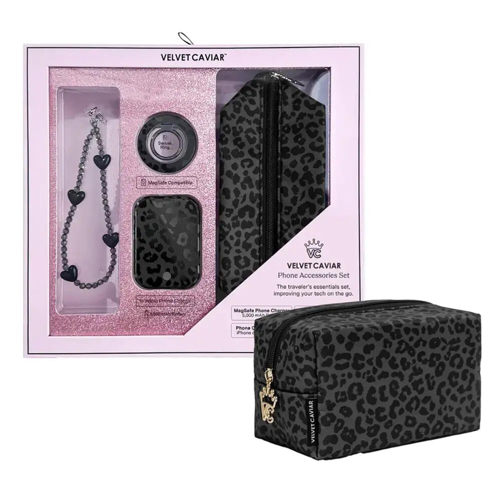 Velvet Caviar Phone Accessories Gift Set in Black Leopard, , large