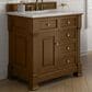 James Martin Vanities Brookfield 36" Single Bathroom Vanity in Honey Oak with 3 cm Victorian Silver Quartz Top and Rectangular Sink, , large