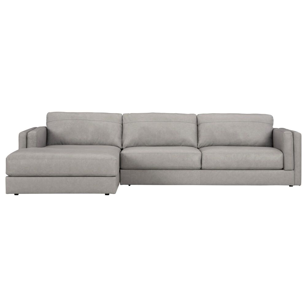 Ashley 2-Piece Leather Sofa with Chaise in Glacier, , large