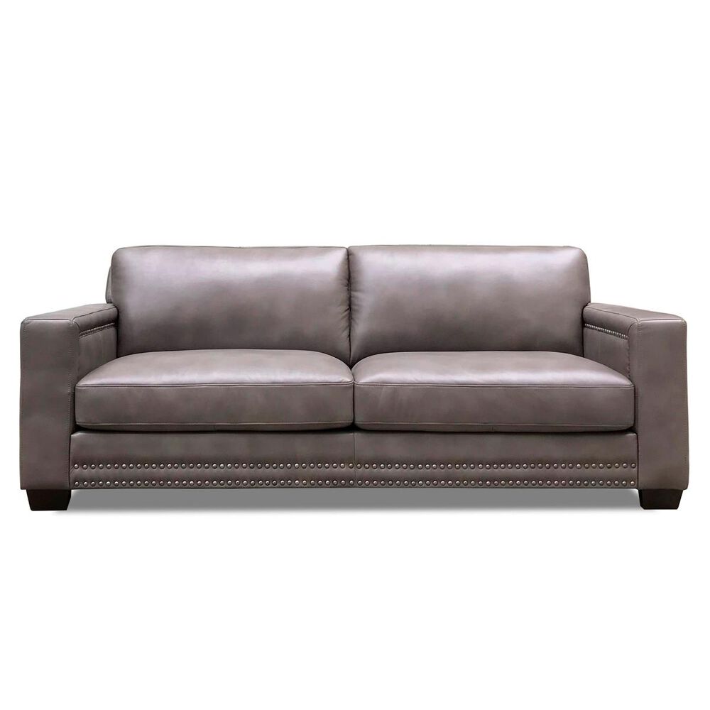 Back Nine Leather Belmont Leather Sofa in Chatham Gray, , large