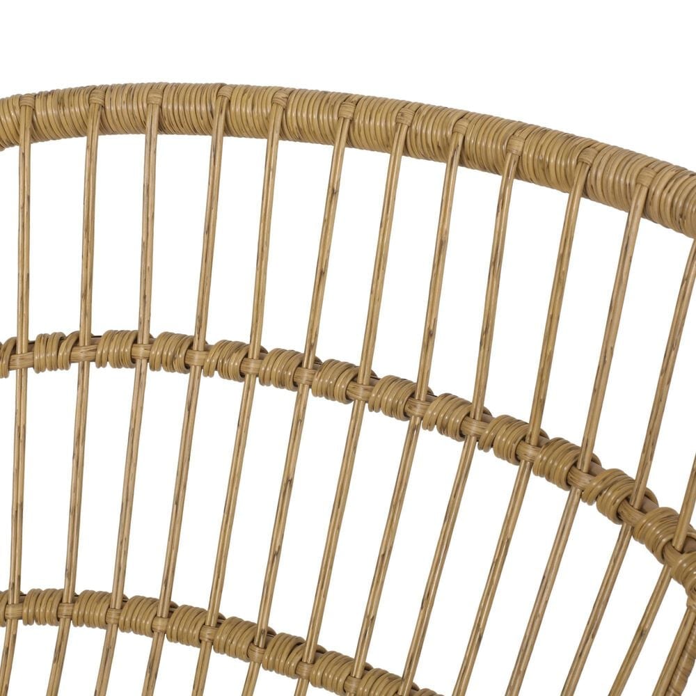 Hearth and Haven Terry Outdoor Dining Chair with Beige Cushion in Light Brown &#40;Set of 2&#41;, , large