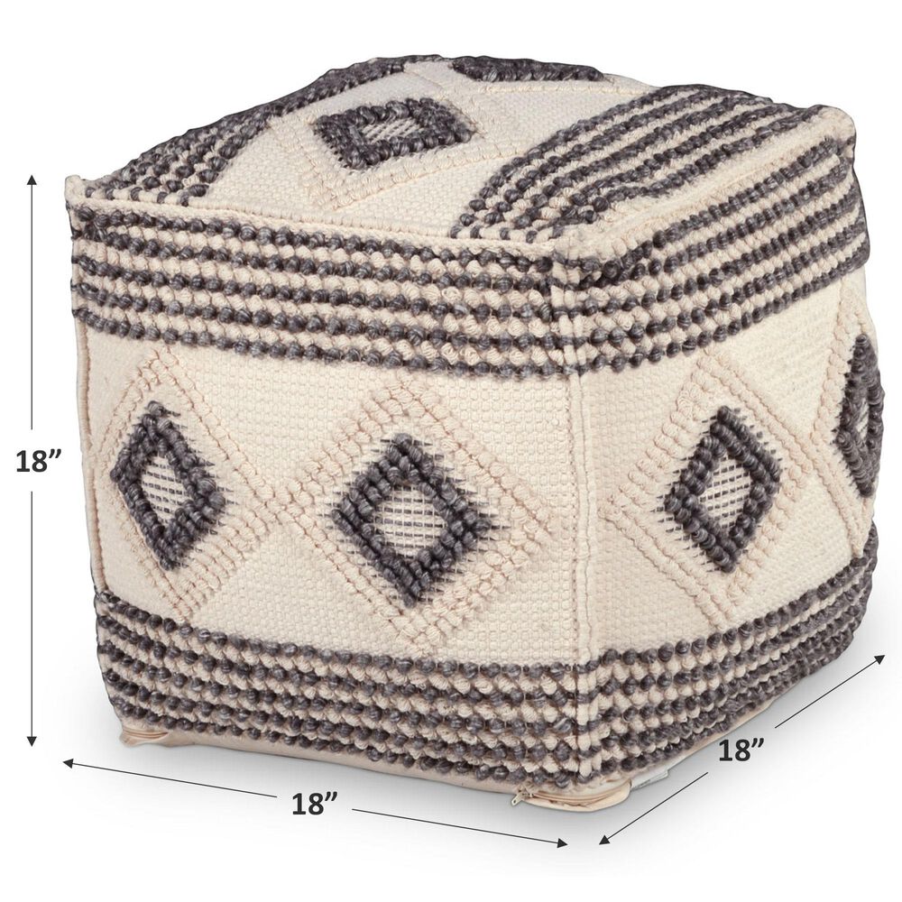 Steve Silver Dalia Pouf in Ivory, Gray, and Black, , large