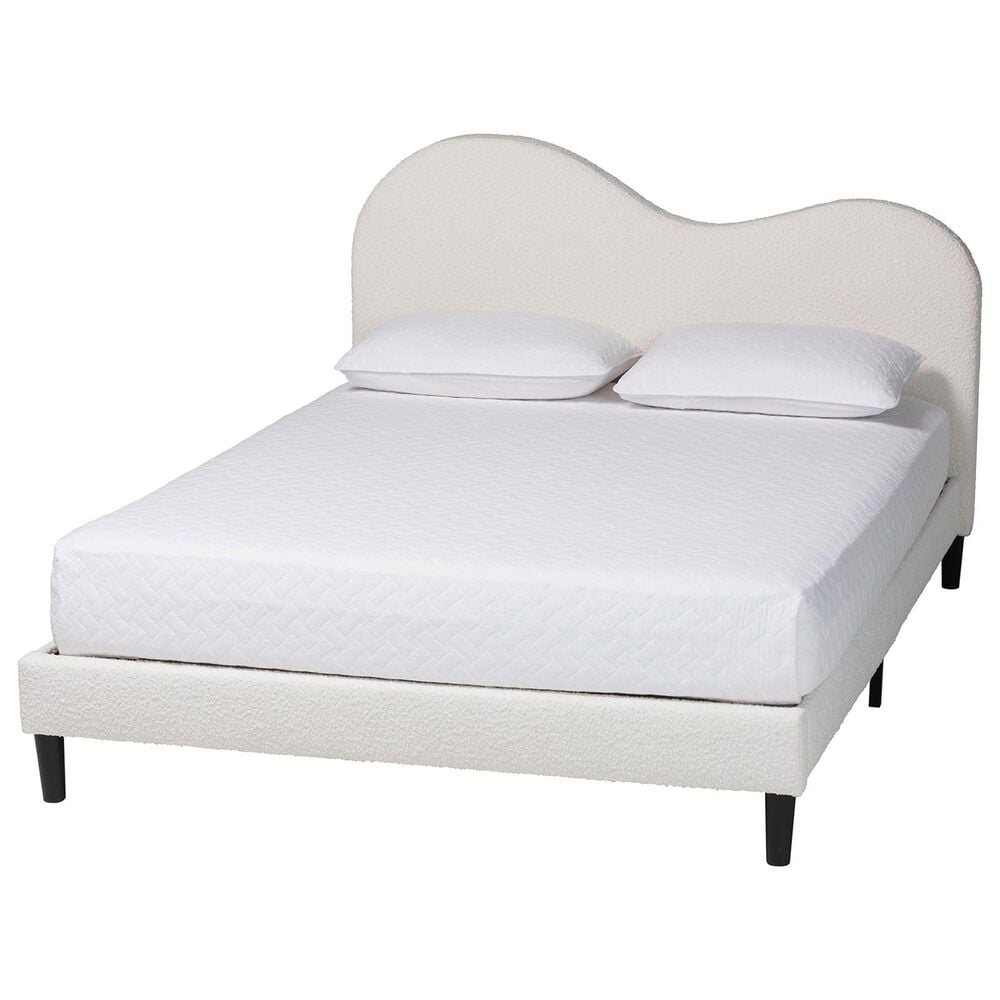 Baxton Studio Dalton Queen Upholstered Platform Bed in Cream, , large