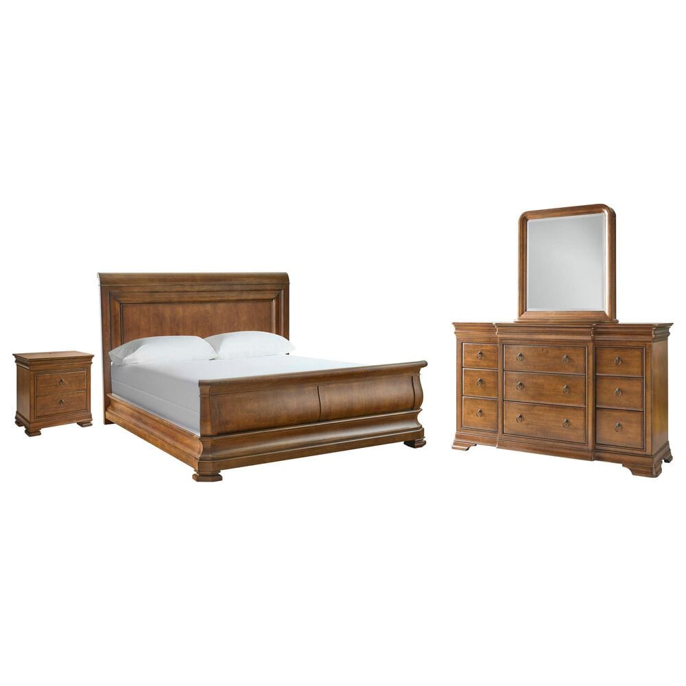 Universal Furniture New Lou 4-Piece Queen Sleigh Bedroom Set in Cognac, , large