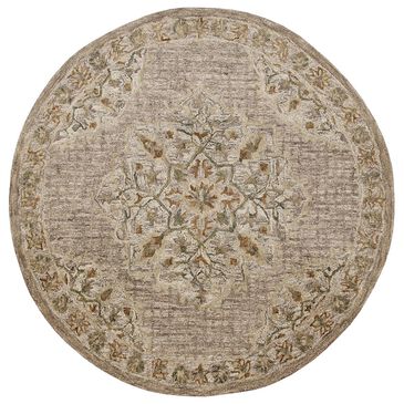 L&R Resources Sinuous Cottage Medallion 6" Round Beige and Cream Area Rug, , large
