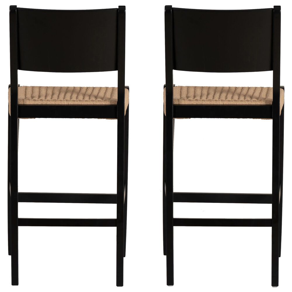 Linon Home Decor Cadence Bar Stool in Matte Black and Natural (Set of 2), , large