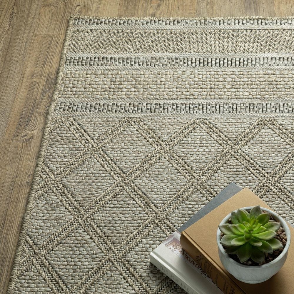 Oriental Weavers Tortuga TR10A 5&#39;3&quot; x 7&#39;3&quot; Beige and Black Area Rug, , large