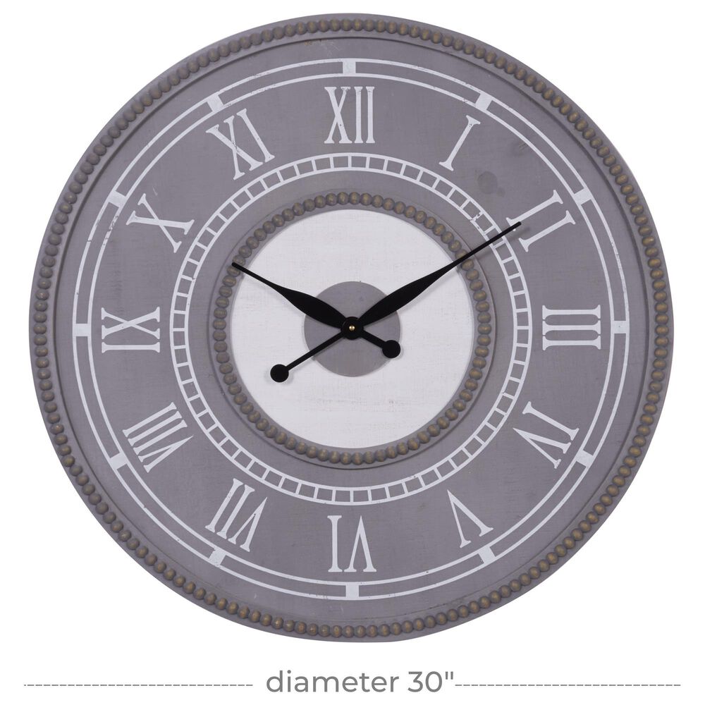 Maple and Jade 30&quot; Wall Clock in Pale Gray, , large