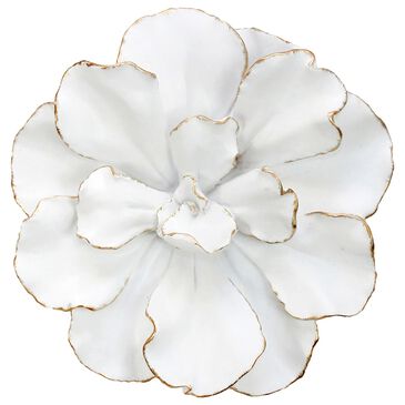 Sagebrook Home 10" x 10" Wall Flower Sculpture in White and Gold, , large