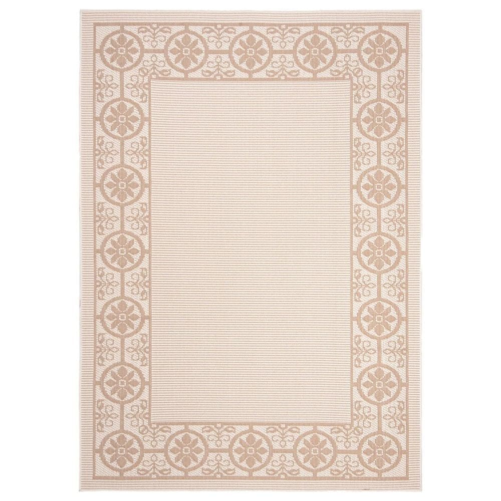 Safavieh Bermuda Floral 5"3" x 7"6" Ivory and Beige Indoor/Outdoor Area Performance Rug, , large