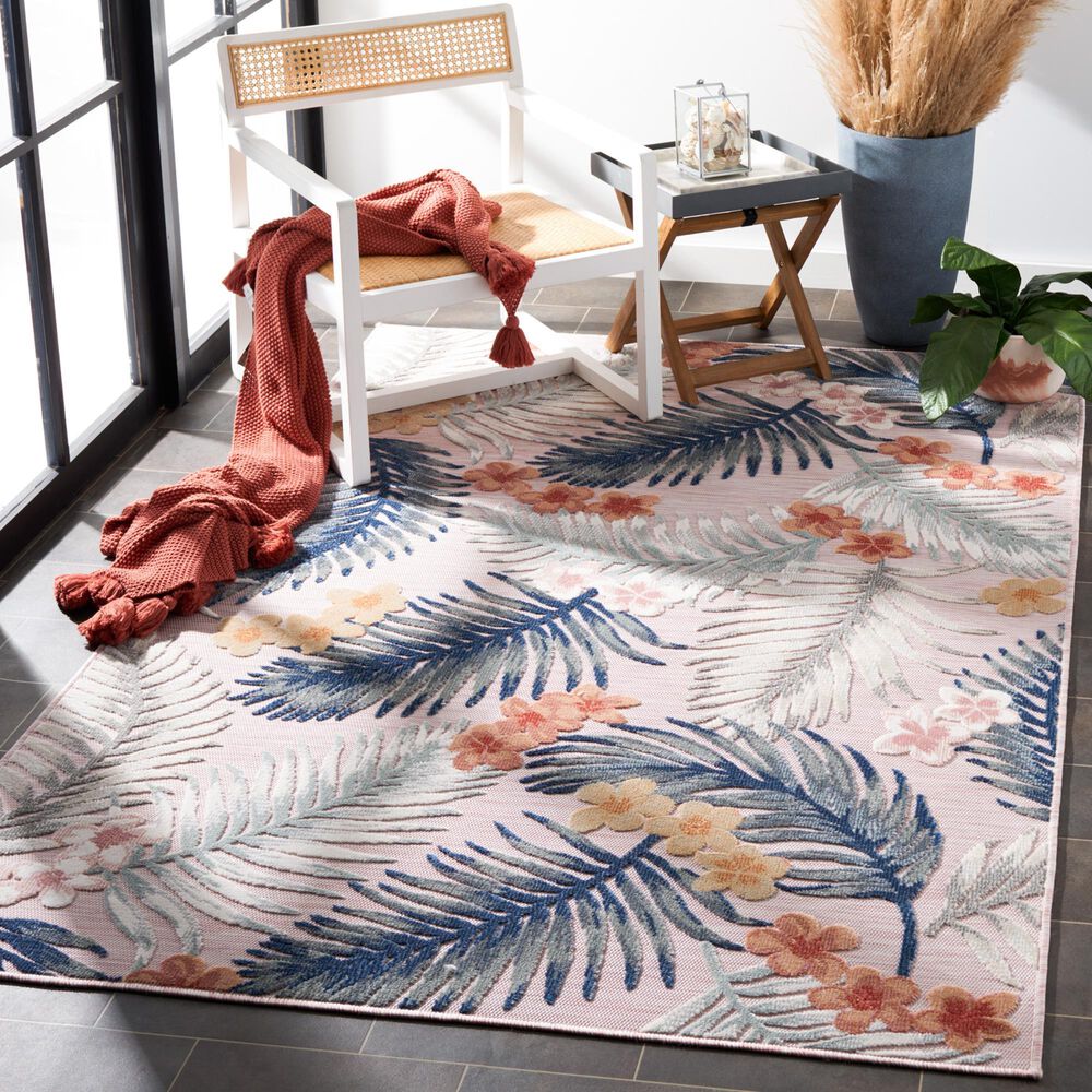 Safavieh Cabana CBN451U 9&#39; x 12&#39; Pink and Grey Indoor/Outdoor Area Performance Rug, , large