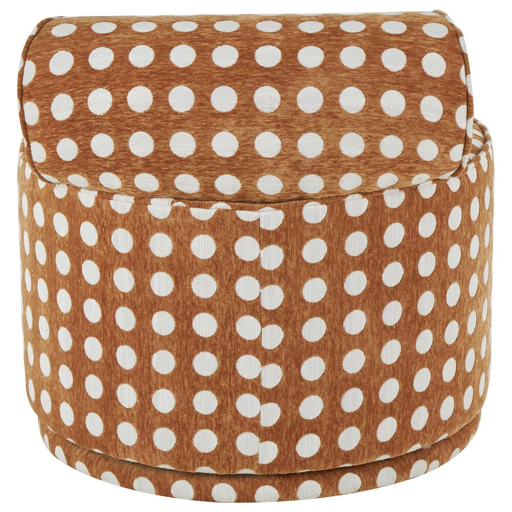 Maple and Jade Round Swivel Chair in Brown and White, , large