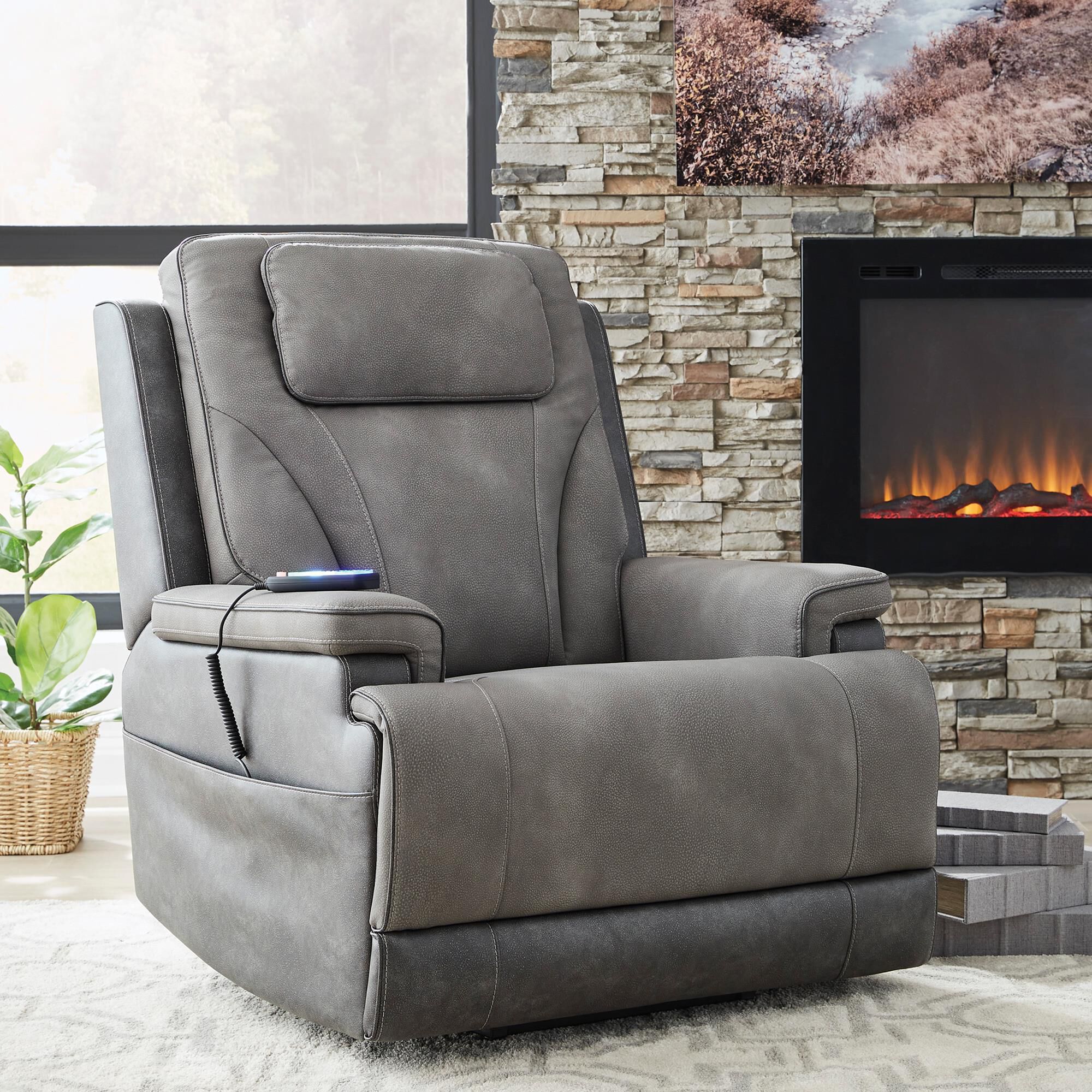 Ashley 4Z-Peaceful Pause Power Lift Recliner in Slate