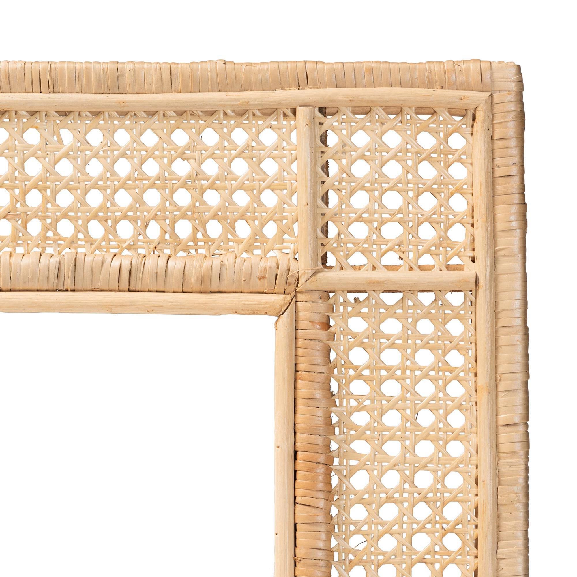 Baxton Studio Josepha Wall Mirror in Natural Brown NFM